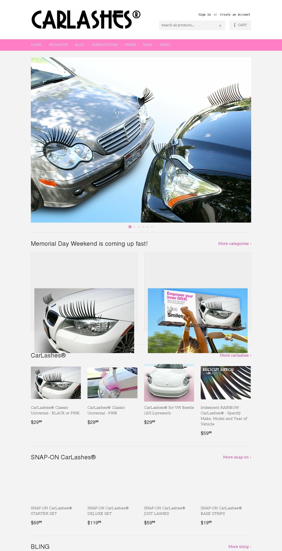 carlashes.com shopify website screenshot