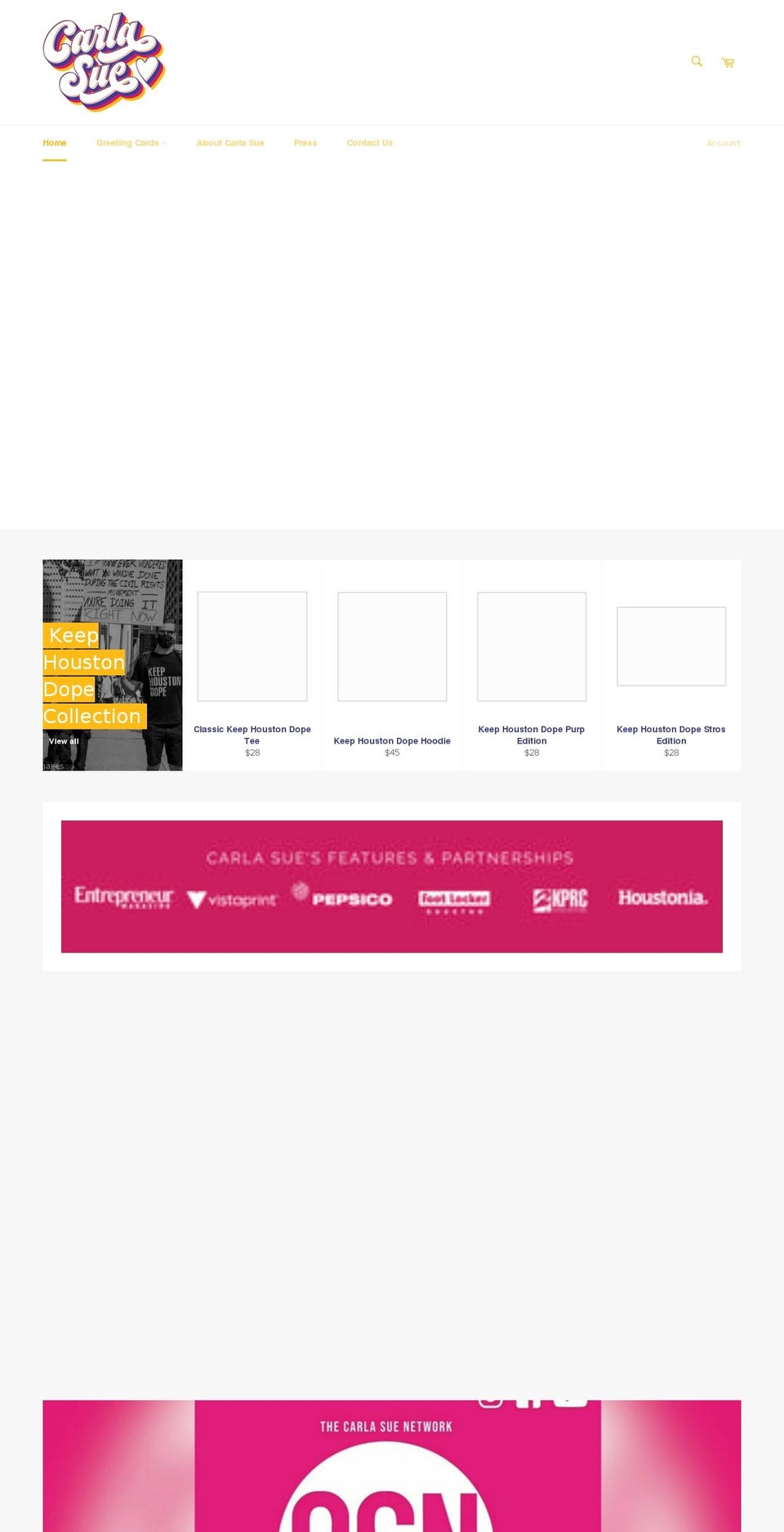 carlasuehouston.com shopify website screenshot