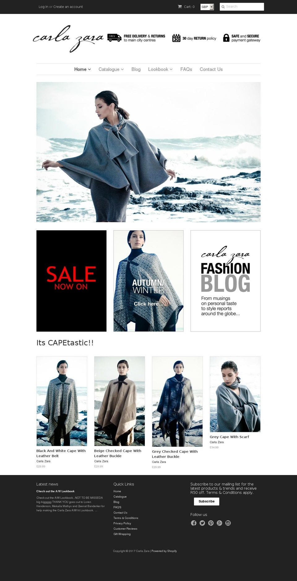 carlazara.com shopify website screenshot