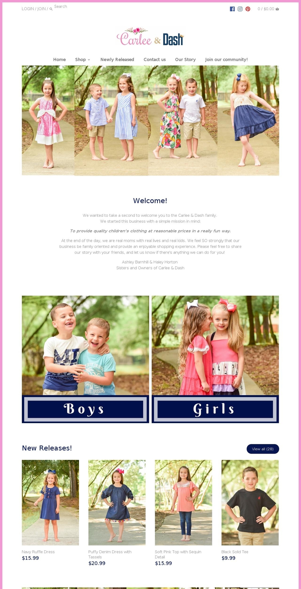 carleeanddash.com — Shopify storefront screenshot