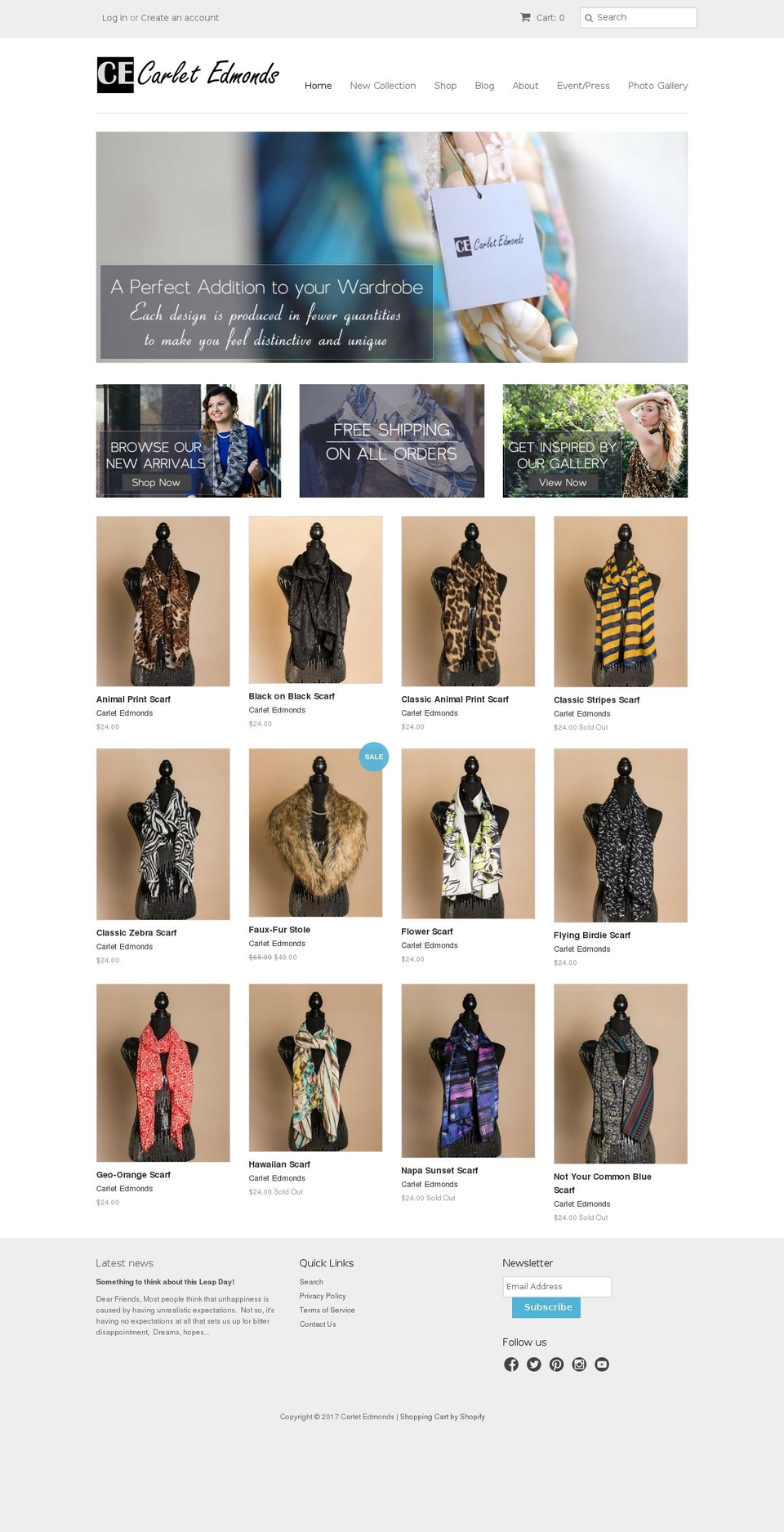 carletedmonds.com shopify website screenshot