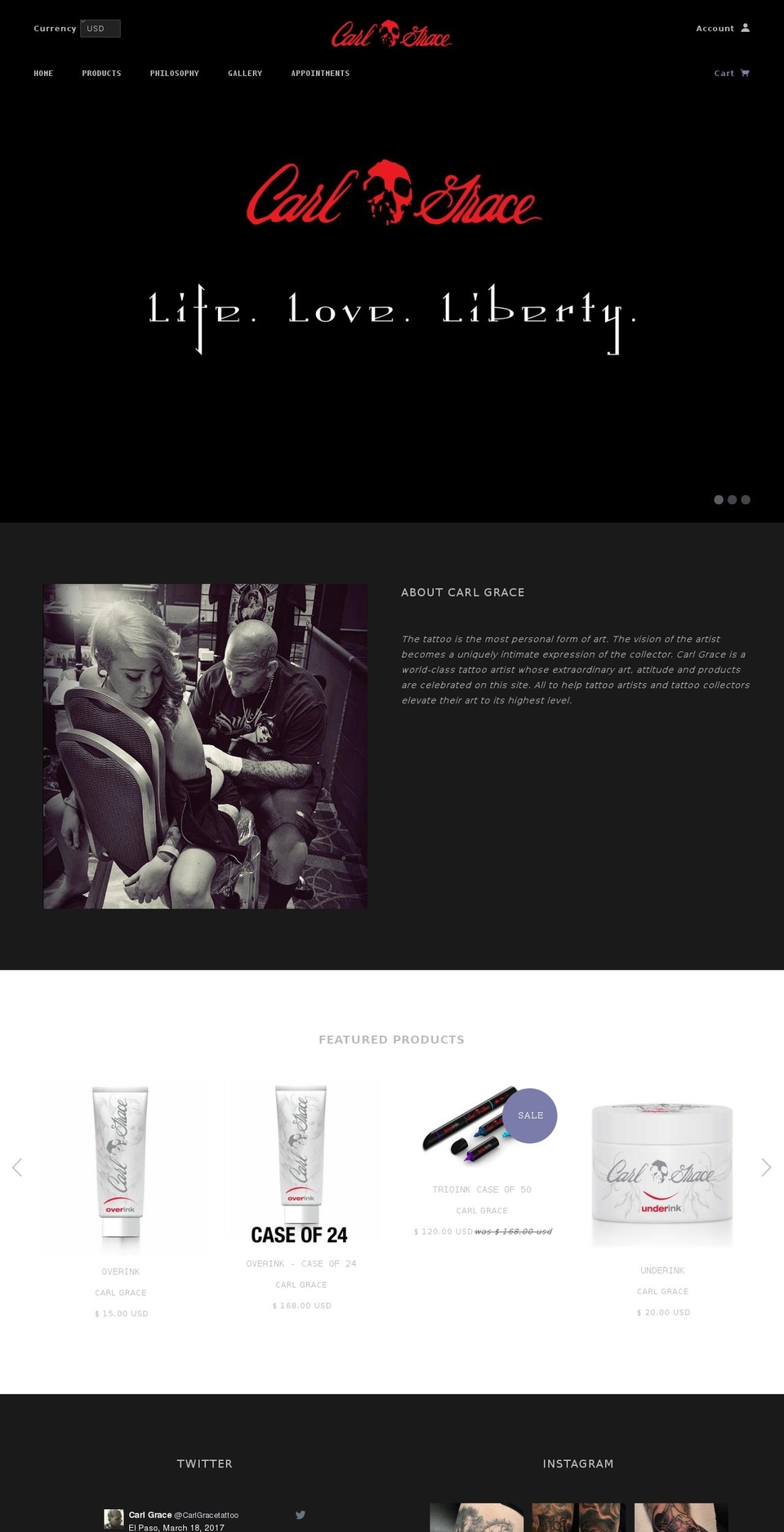 carlgrace.com shopify website screenshot