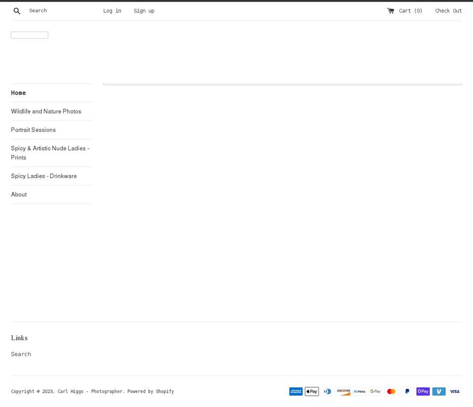 carlhiggsphoto.com shopify website screenshot