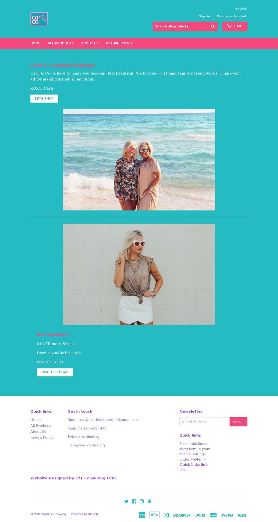 carlicoboutique.net shopify website screenshot