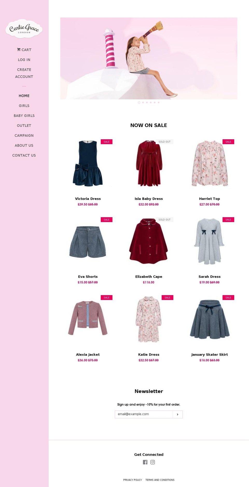 carliegrace.com — Shopify storefront screenshot