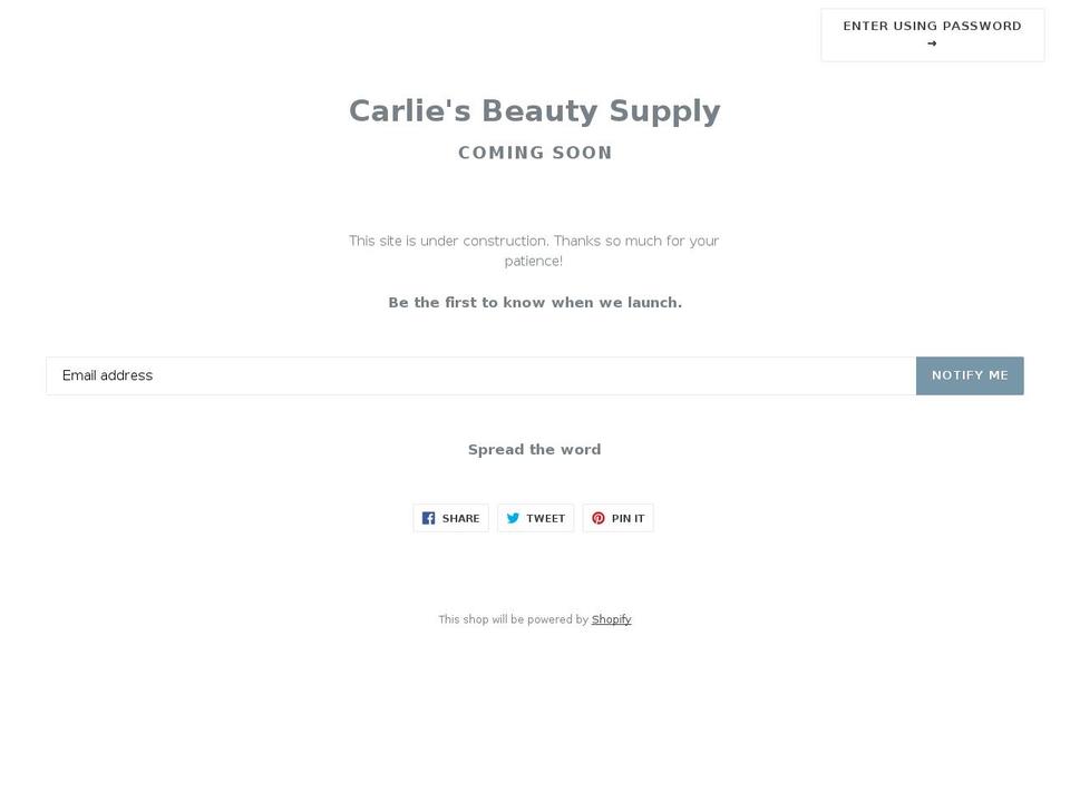 carliesbeautysupply.com — Shopify storefront screenshot