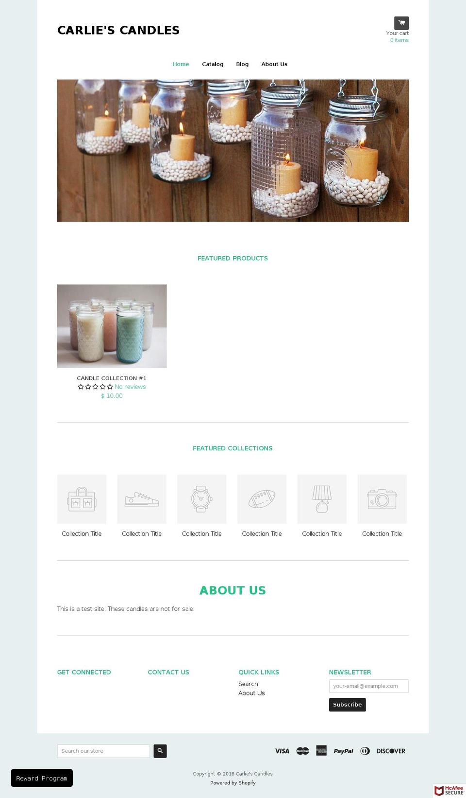 carliescandles.com — Shopify storefront screenshot