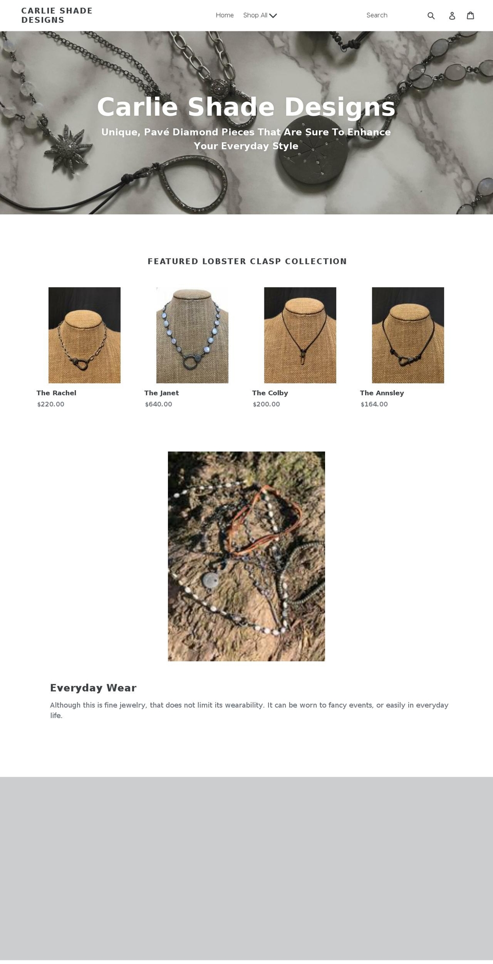 carlieshadedesigns.com shopify website screenshot