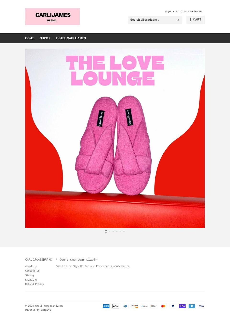 carlijamesbrand.com shopify website screenshot
