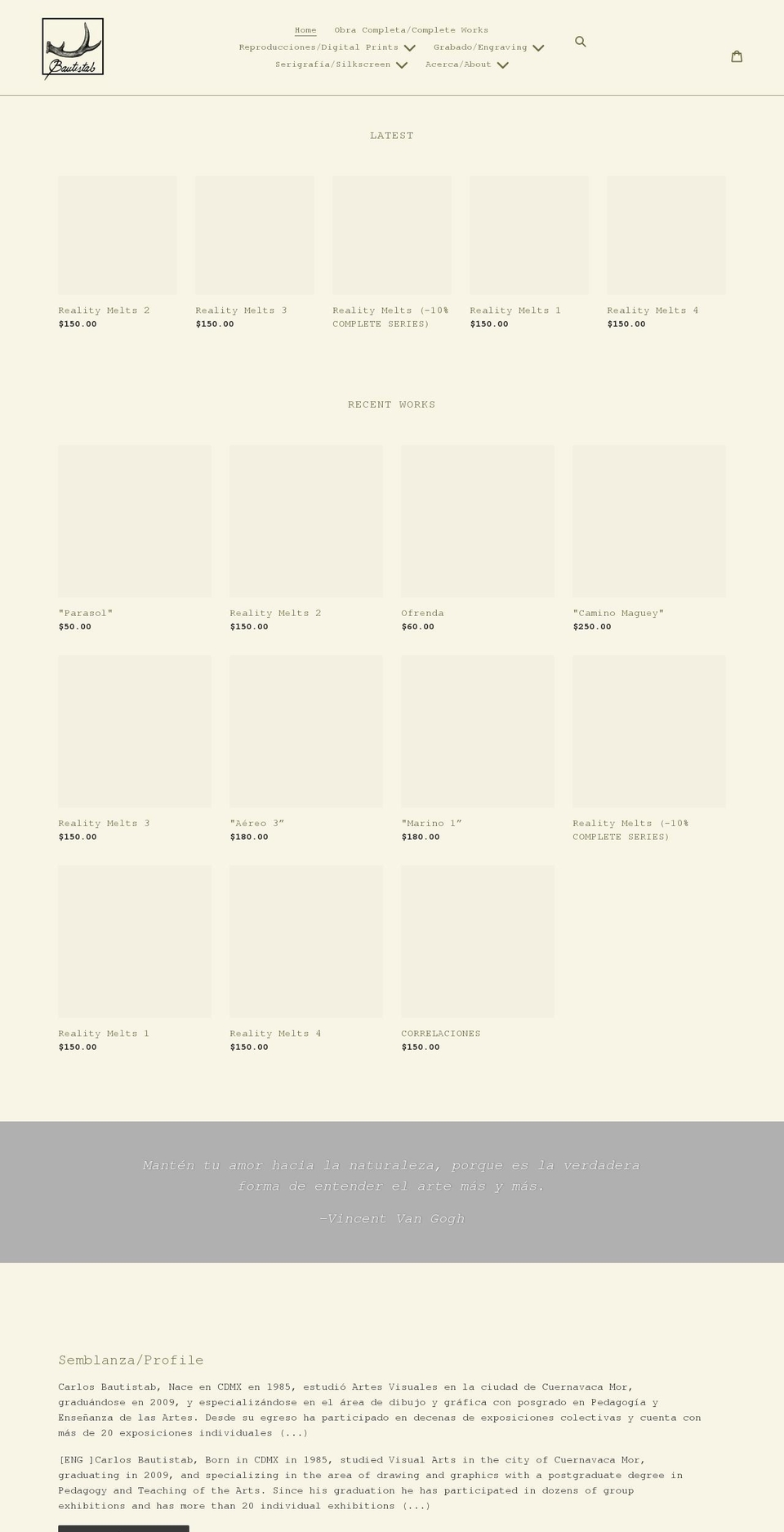 carlosbautistab.com shopify website screenshot
