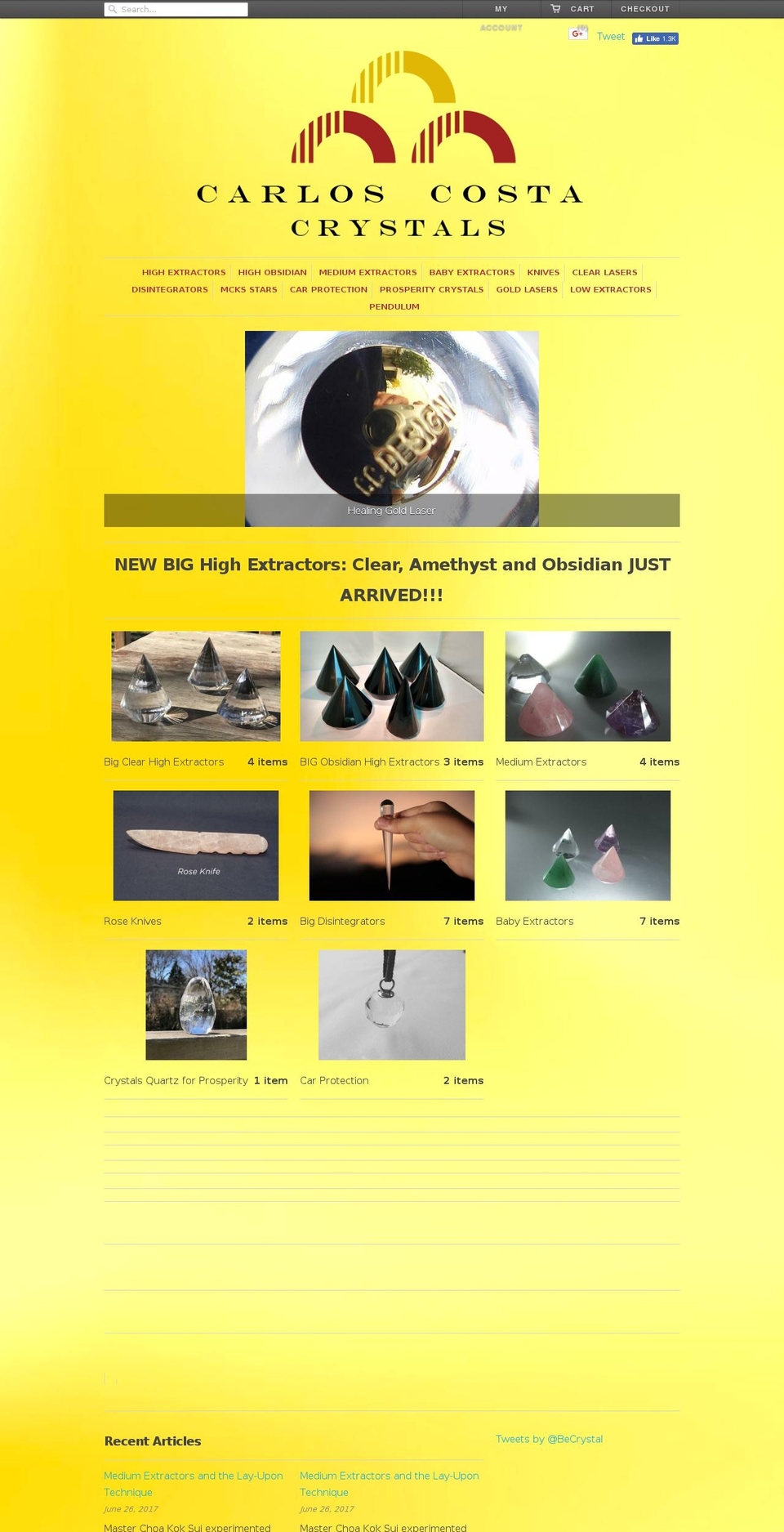 carloscostacrystals.com — Shopify storefront screenshot