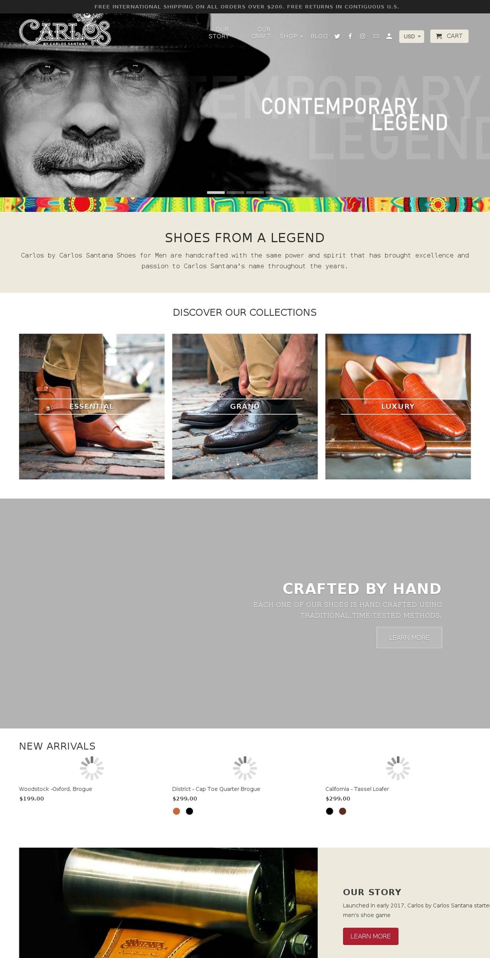 carlossantanashoesformen.com — Shopify storefront screenshot