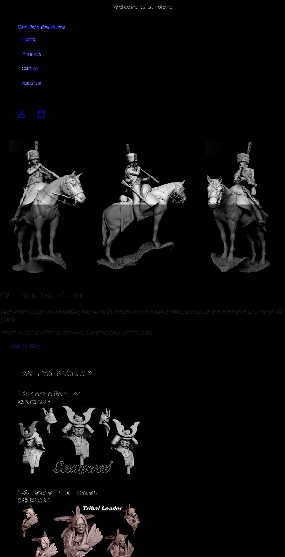 carlreidsculptures.com shopify website screenshot