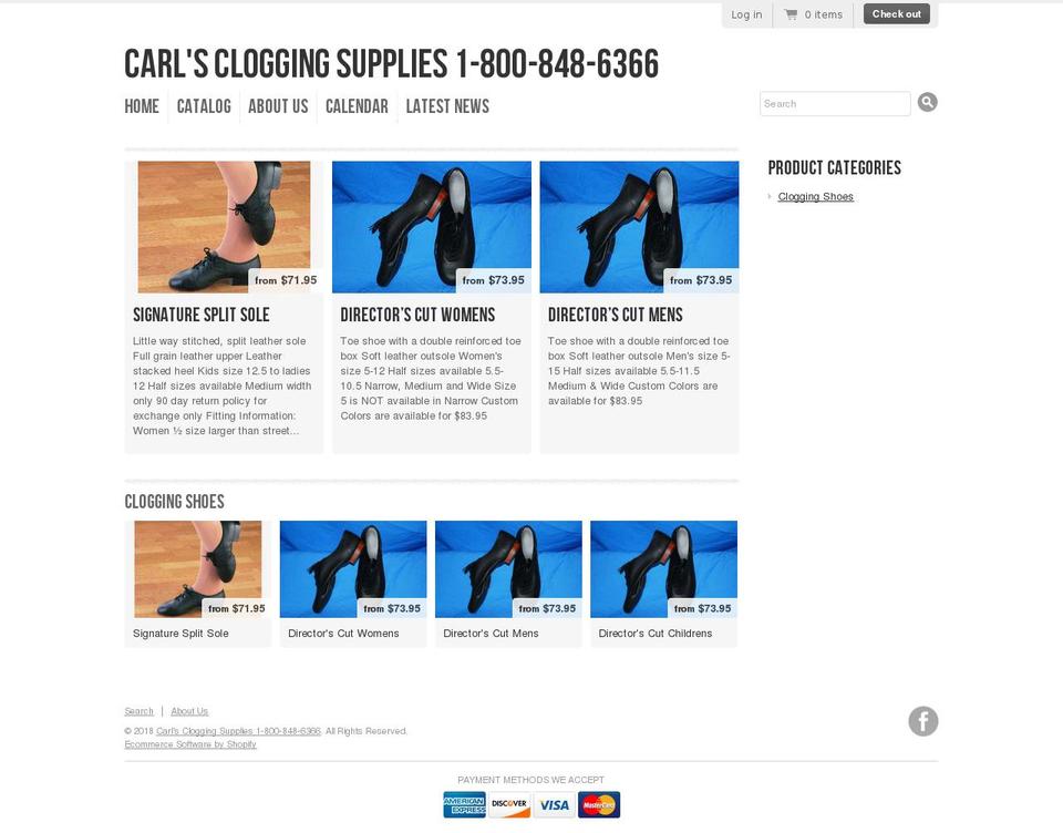 carls-clogging-supplies.myshopify.com shopify website screenshot