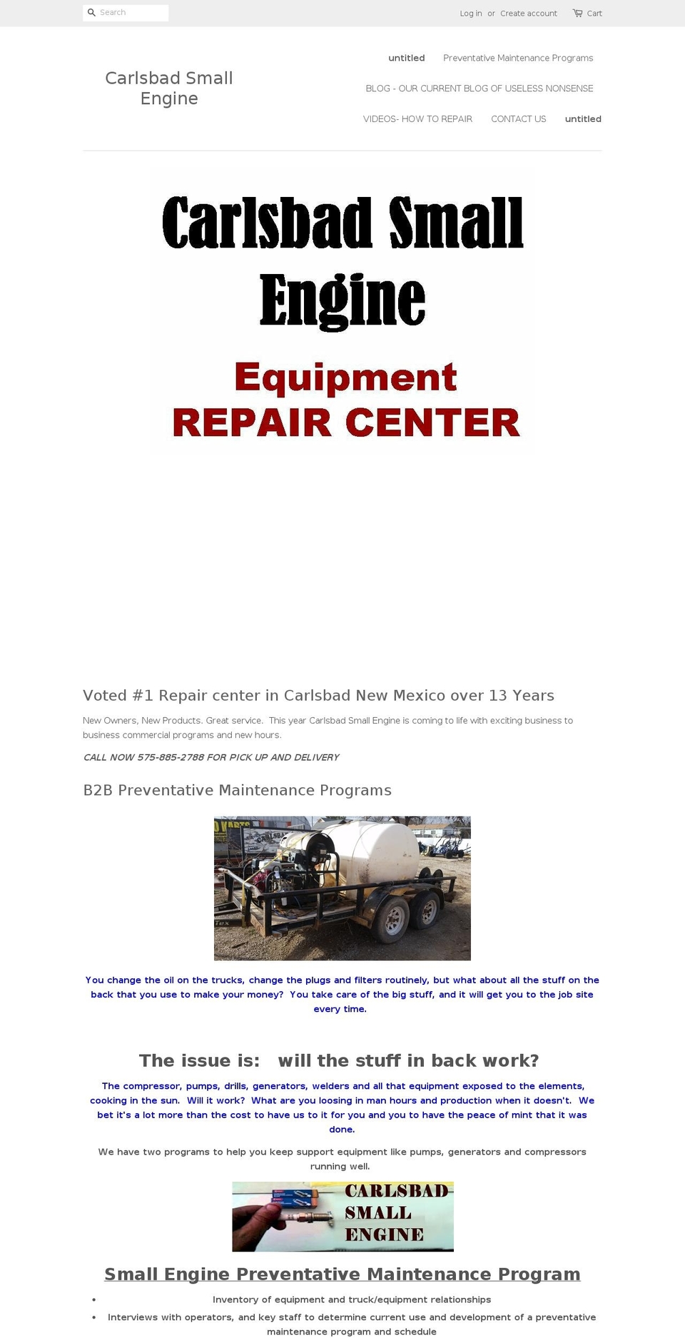 carlsbadsmallengine.com shopify website screenshot