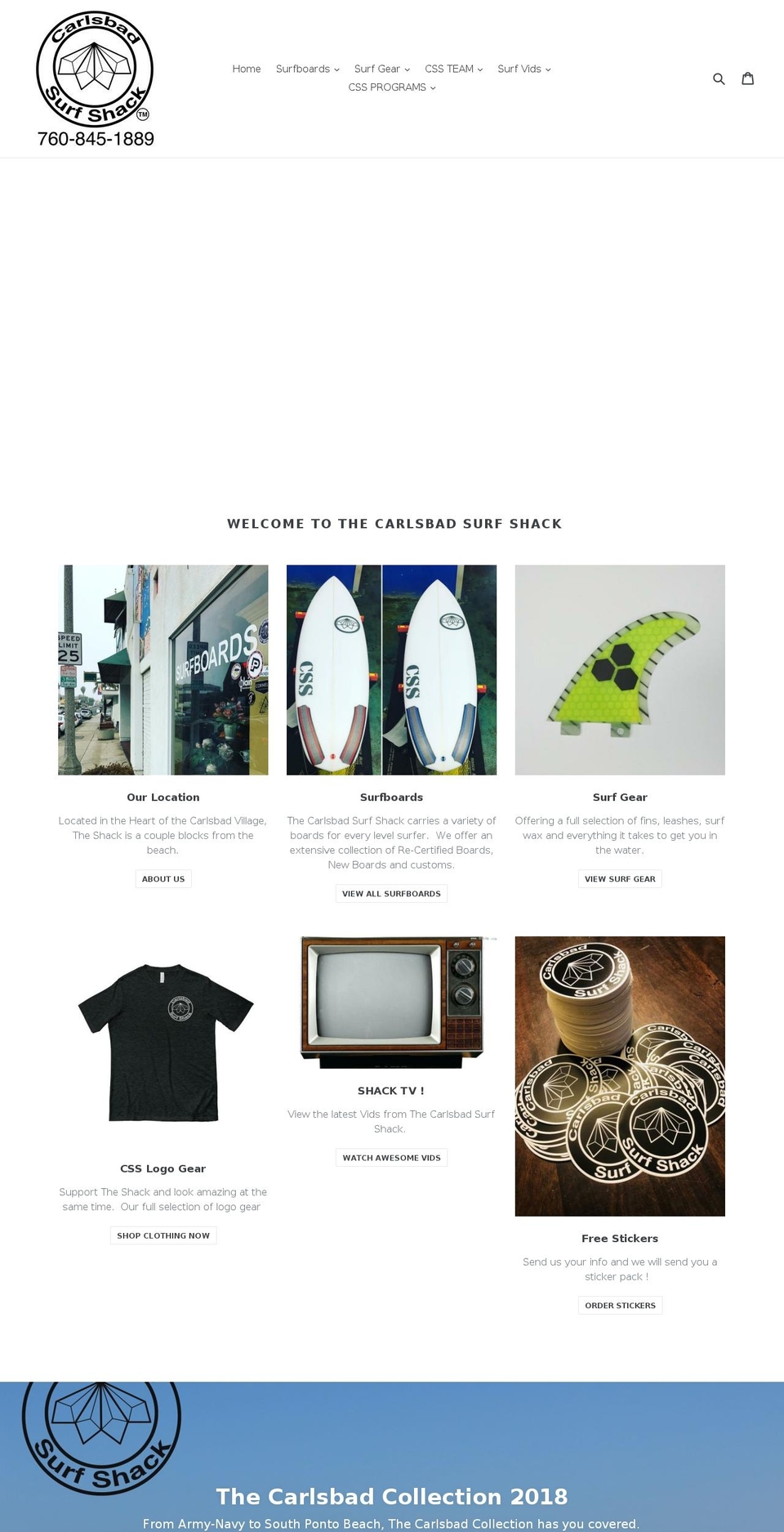 carlsbadsurfshack.com — Shopify storefront screenshot
