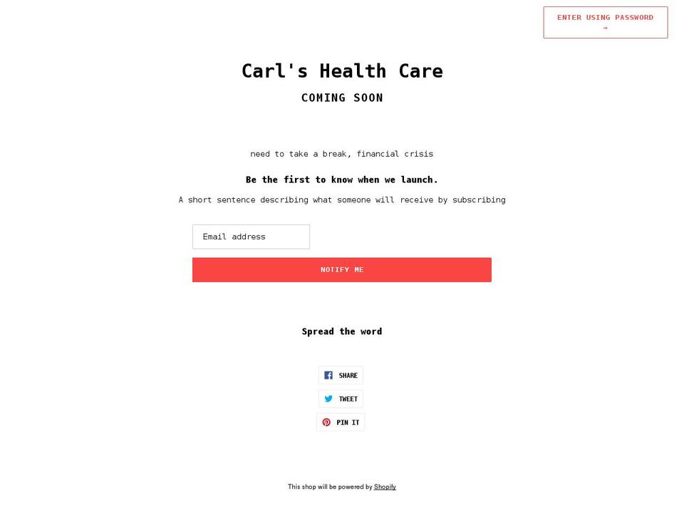 carlshealthcare.com shopify website screenshot