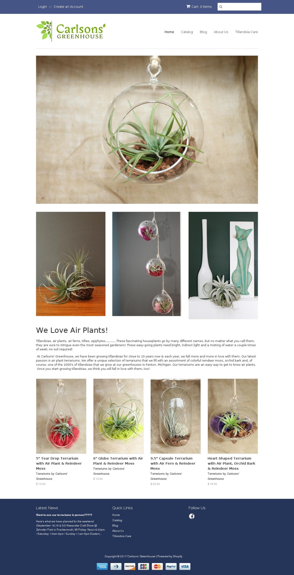 carlsonsgreenhouse.com shopify website screenshot