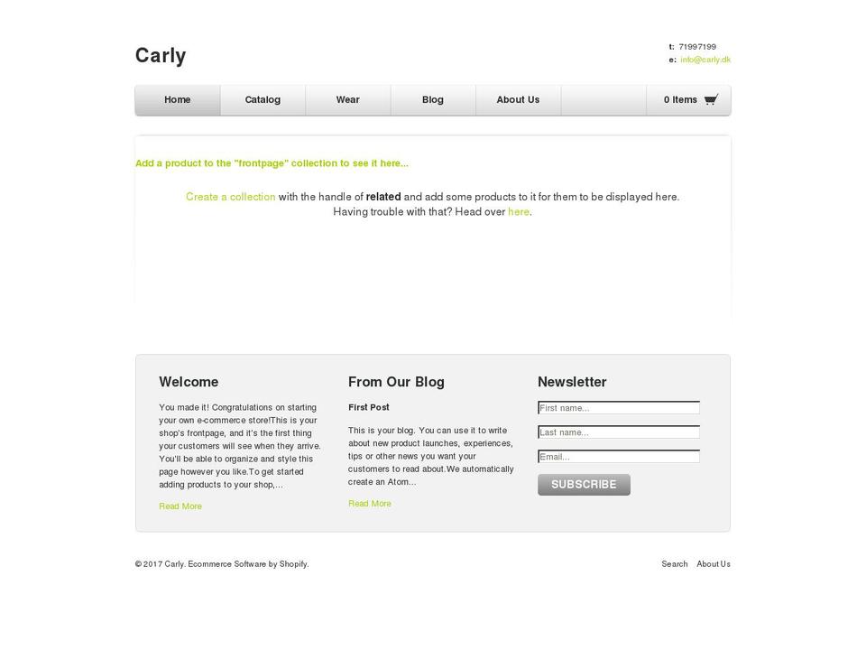 Minimog Shopify theme site example carly.dk