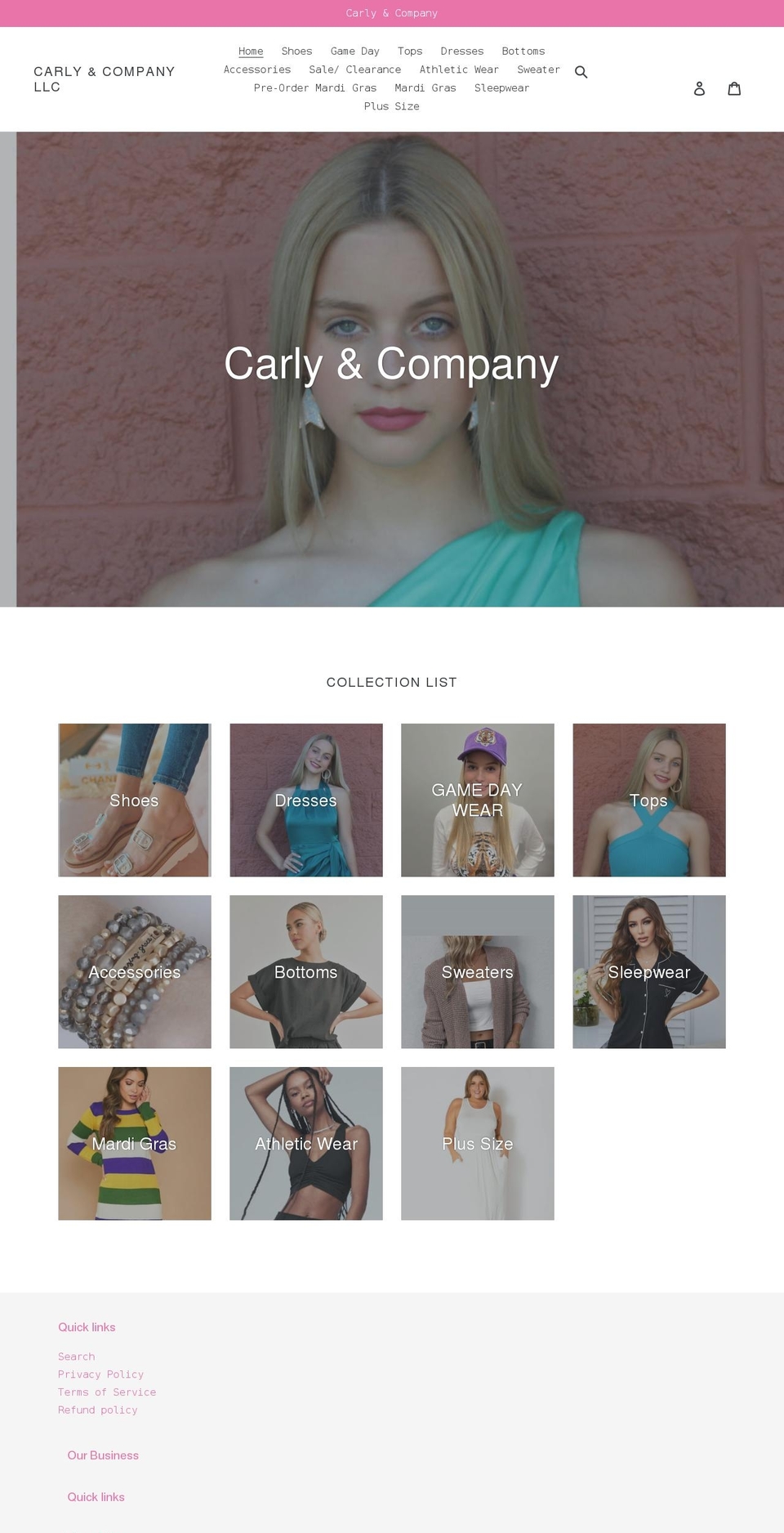 carlyandcompany.com shopify website screenshot