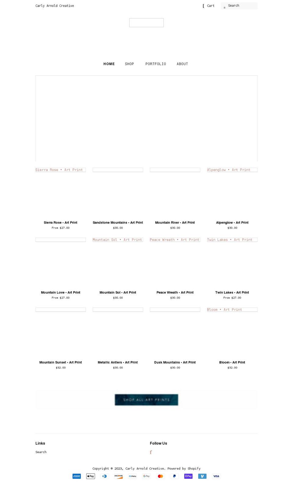 carlyarnoldcreative.com shopify website screenshot