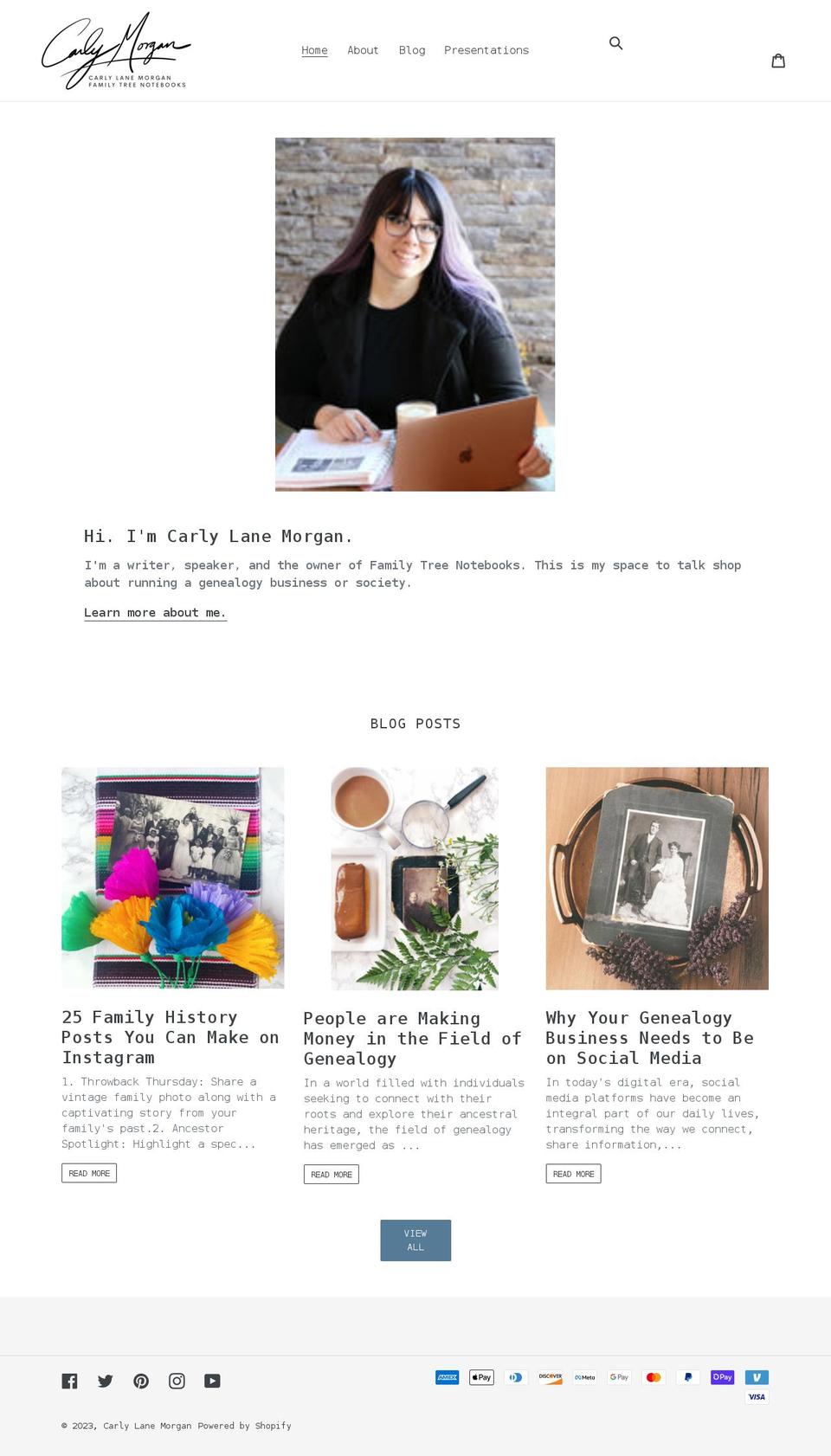 carlylanemorgan.com shopify website screenshot