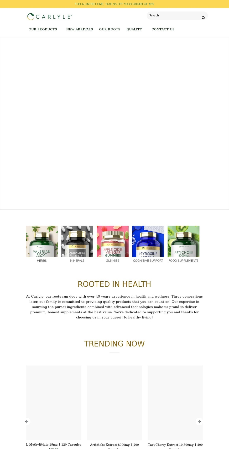 carlylenutritionals.com shopify website screenshot