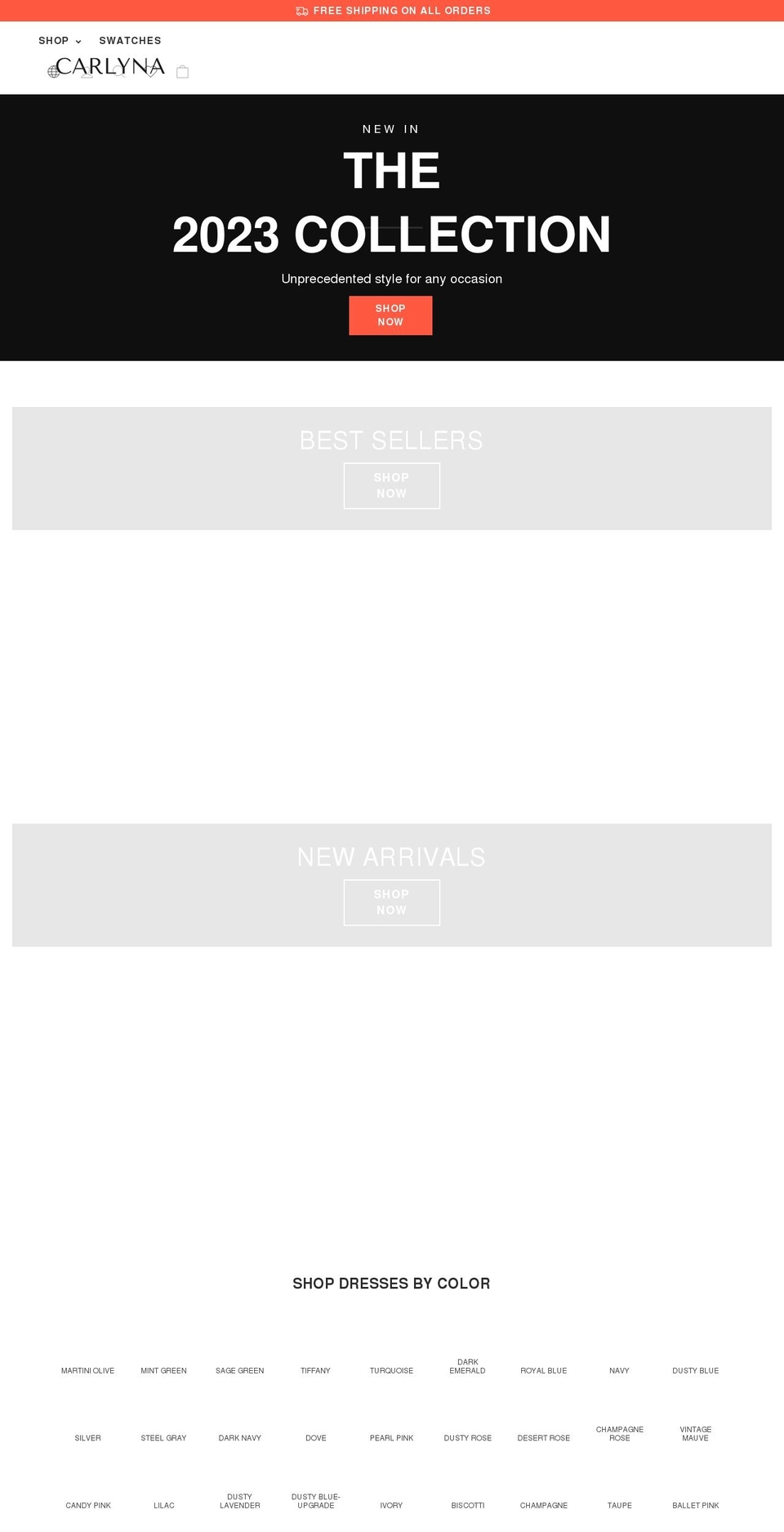 carlyna.com shopify website screenshot