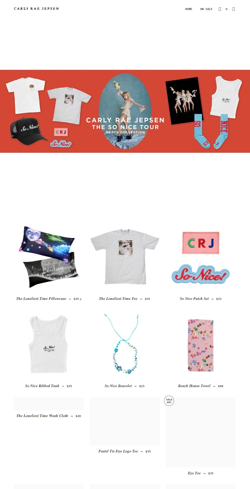 carlyraejepsenshop.com shopify website screenshot