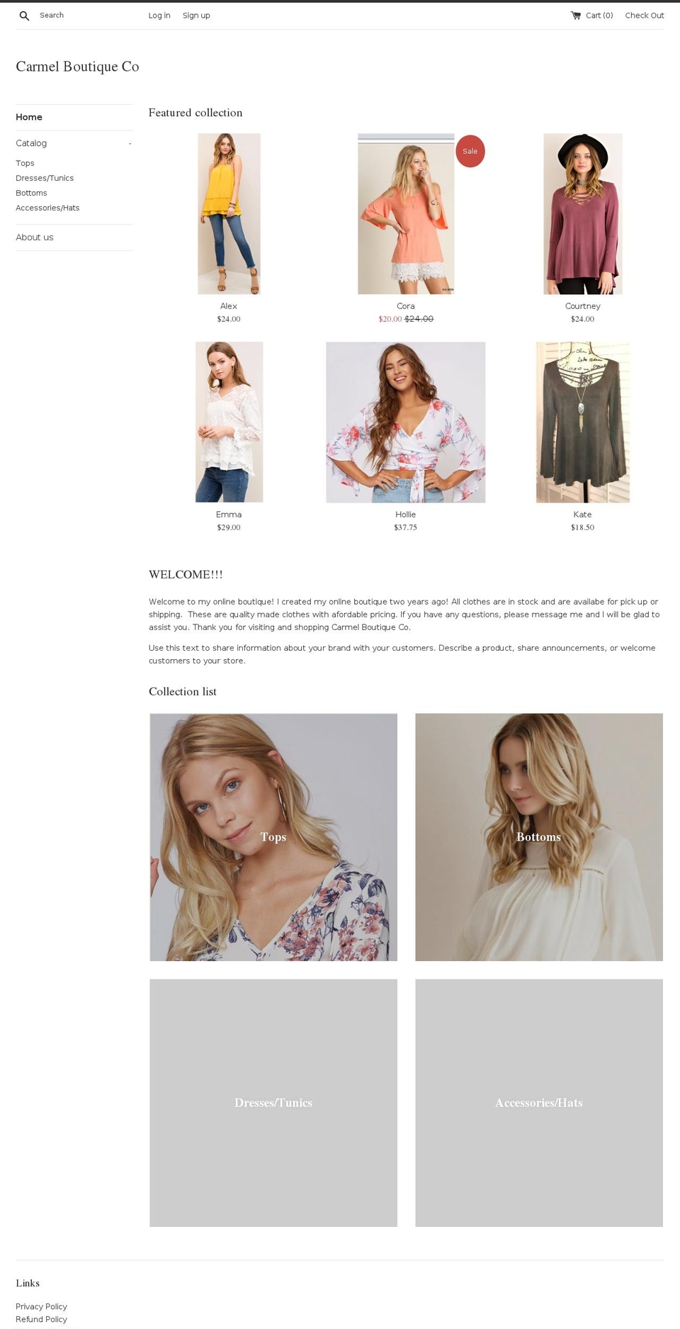 carmelboutique.com shopify website screenshot