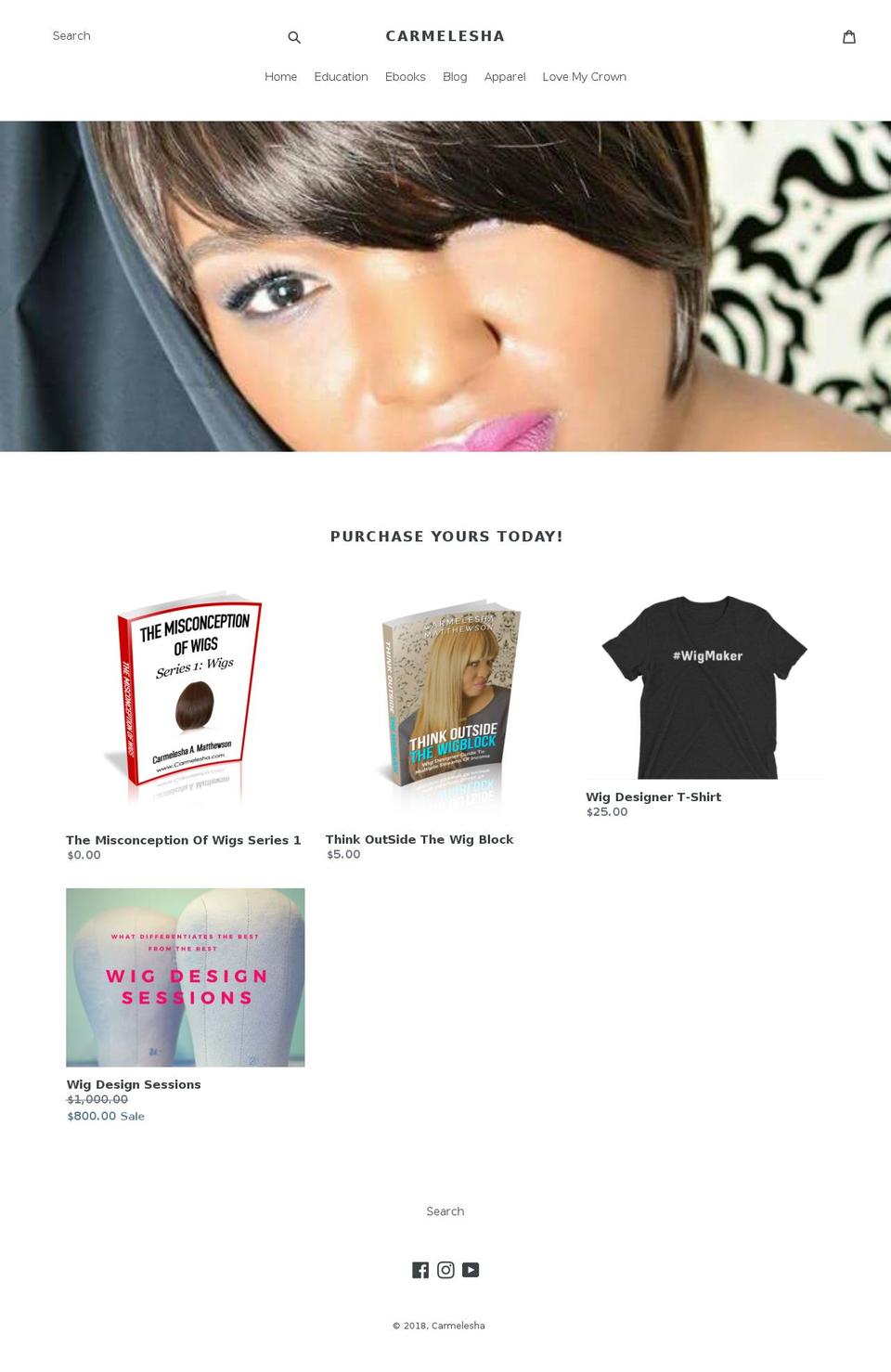 carmelesha.com — Shopify storefront screenshot