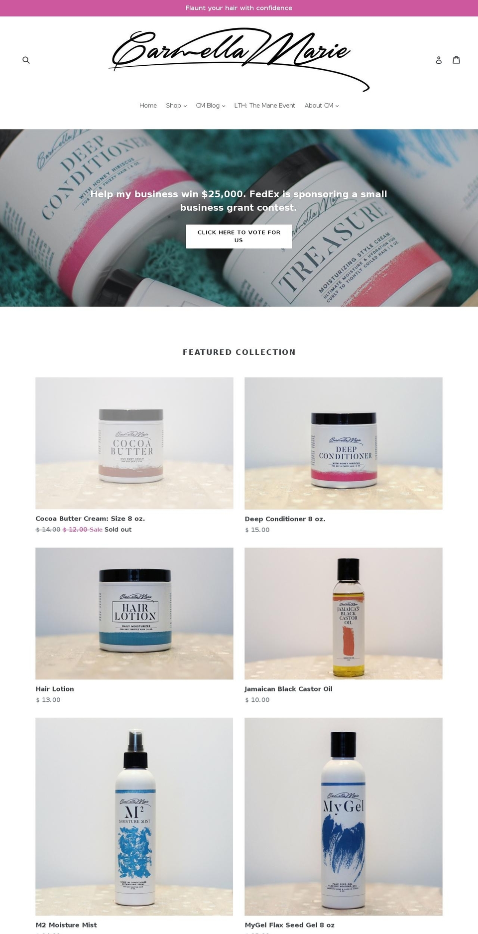 carmellamarie.com shopify website screenshot