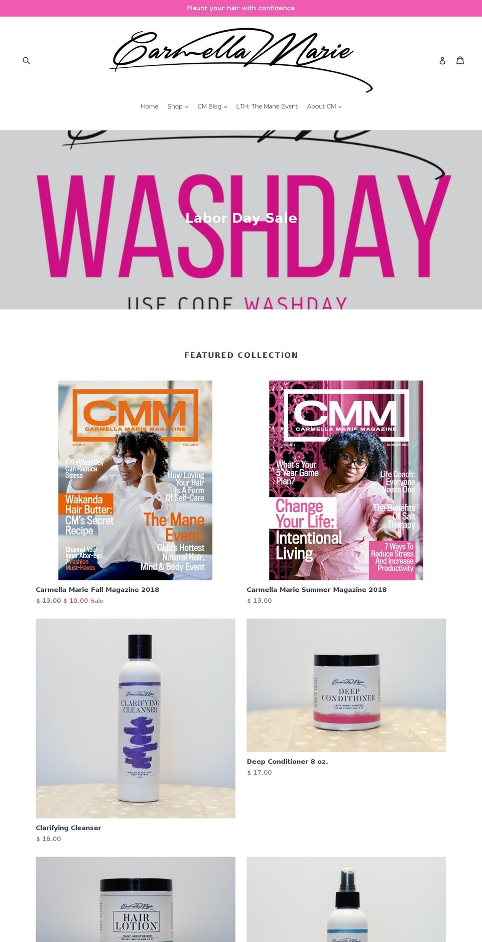 carmellamarie.net shopify website screenshot