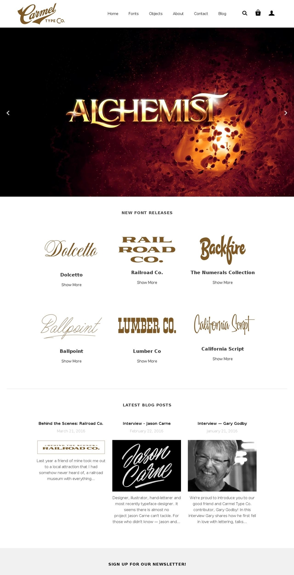 carmeltype.net shopify website screenshot