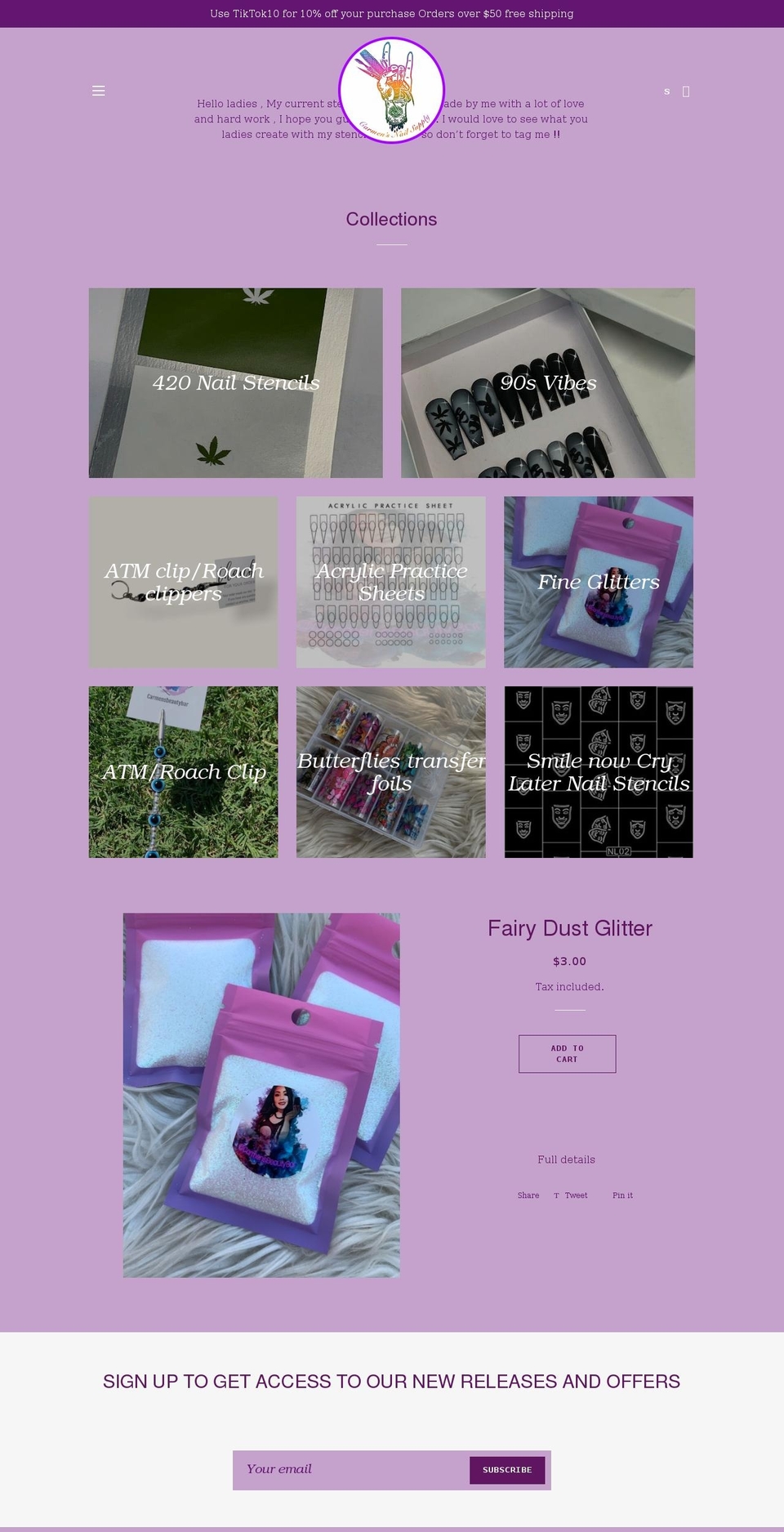 carmensbeautybar.com shopify website screenshot