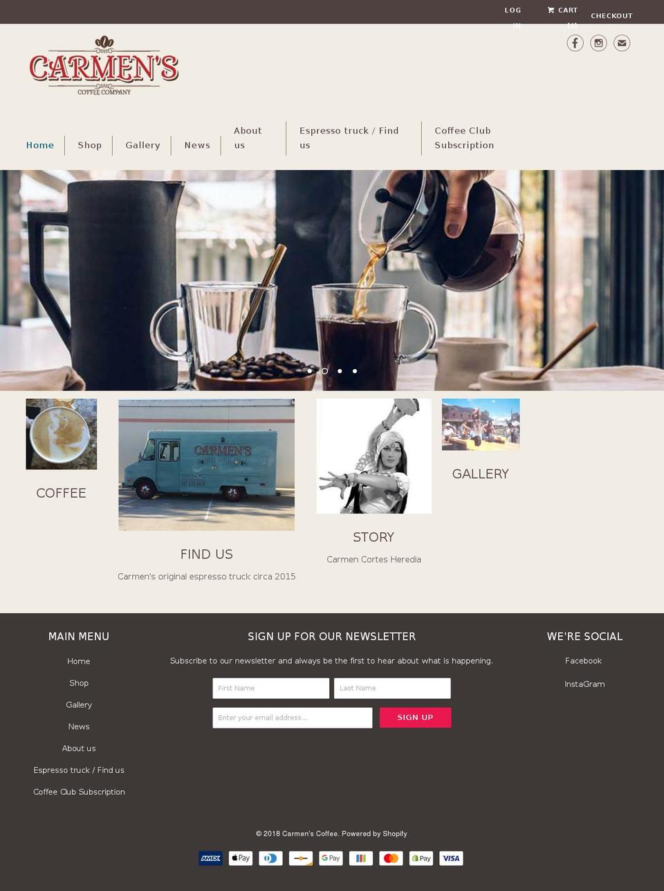 carmenscoffee.com — Shopify storefront screenshot