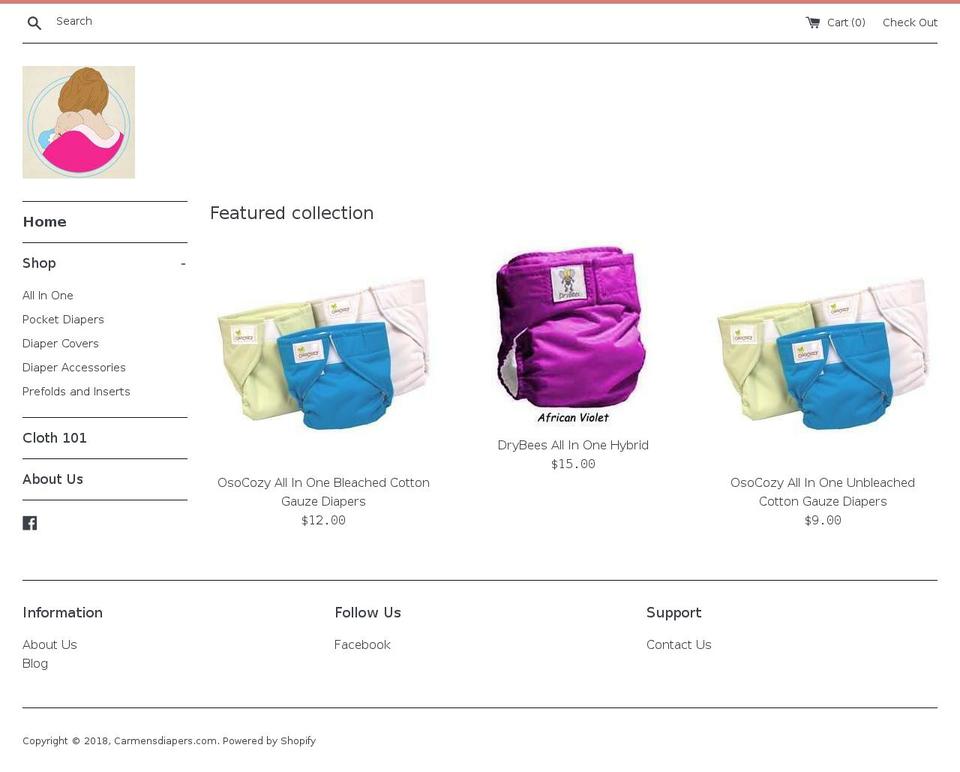 carmensdiapers.com — Shopify storefront screenshot