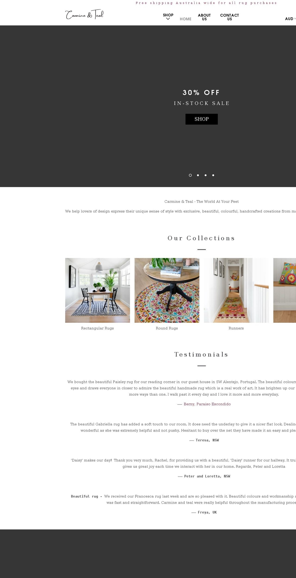 carmineandteal.com — Shopify storefront screenshot
