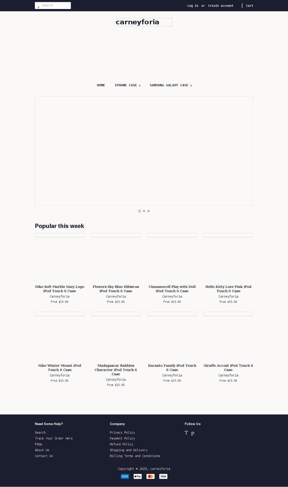 carneyforiastore.com shopify website screenshot