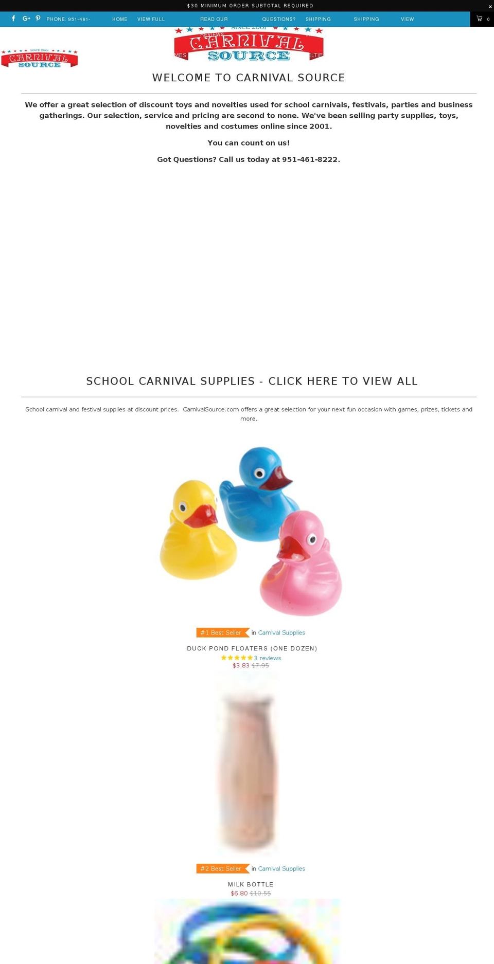 carnivalsource.com — Shopify storefront screenshot