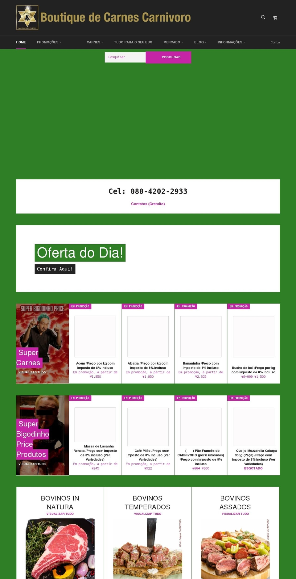 Primavera Shopify theme site example carnivoro.shop