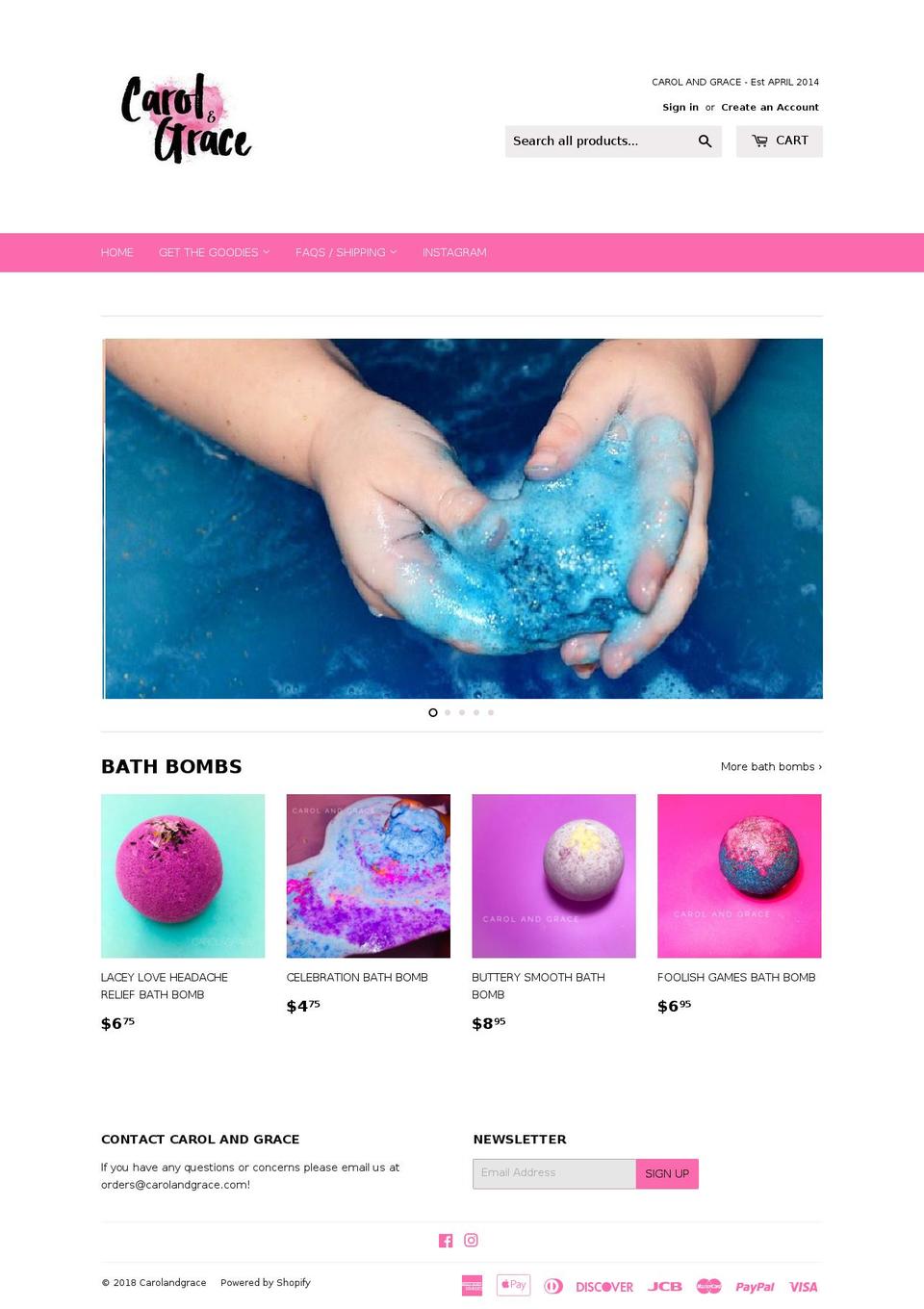 carolandgrace.com shopify website screenshot