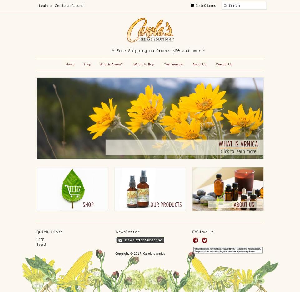 carolasarnica.com shopify website screenshot