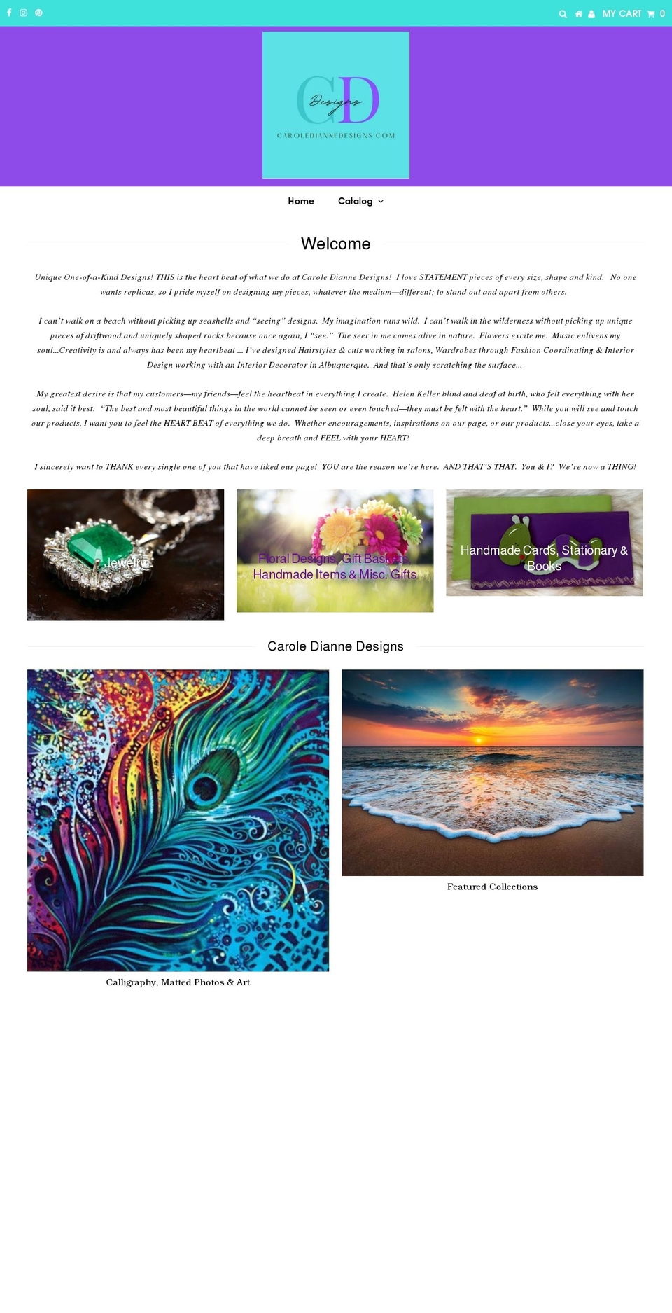 carolediannedesigns.com shopify website screenshot