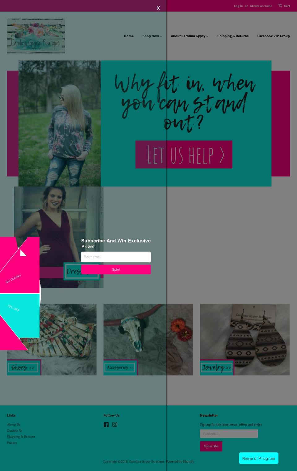 carolina-gypsy.com — Shopify storefront screenshot