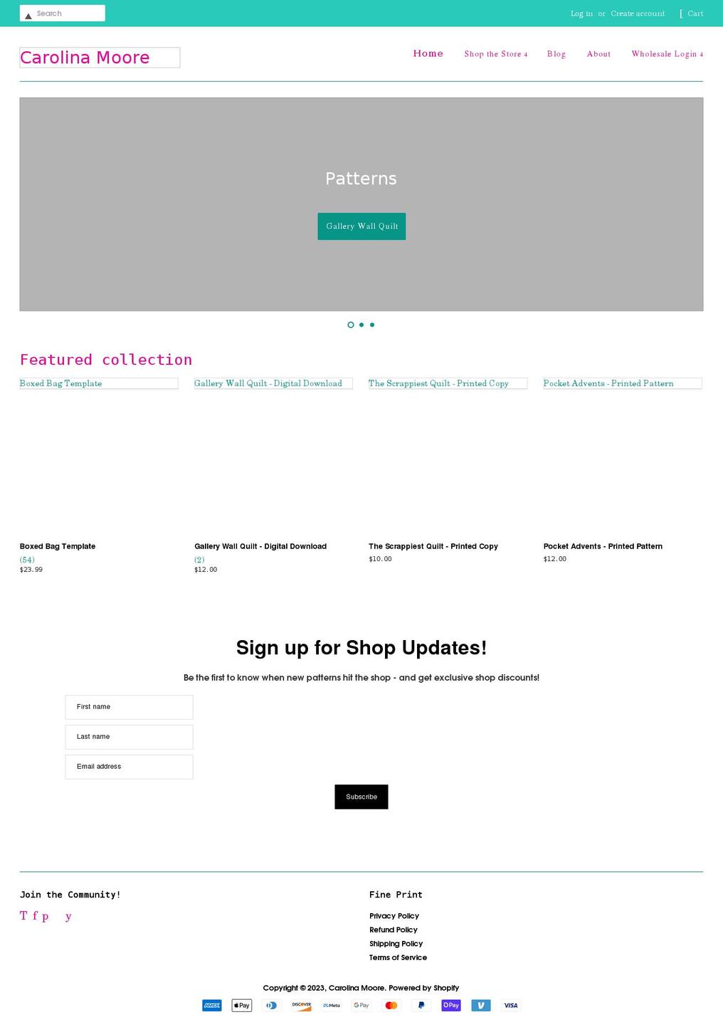 carolina-moore.myshopify.com shopify website screenshot