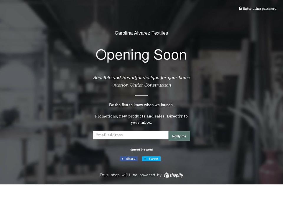 carolinaalvareztextiles.com — Shopify storefront screenshot