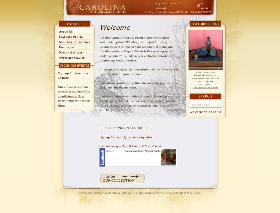 Carolina Antique Prints Shopify theme site example carolinaantiquemaps.info