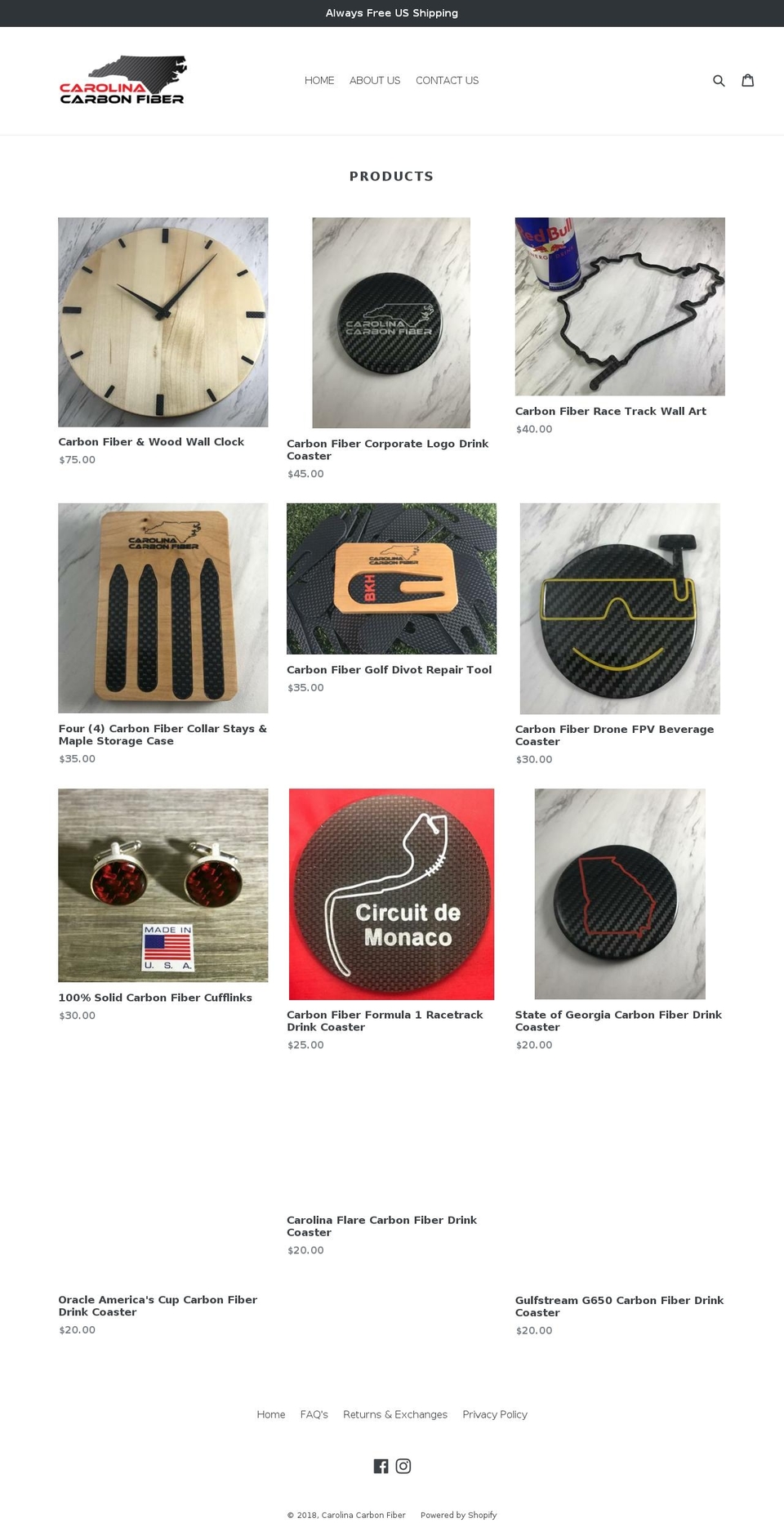 carolinacarbonfiber.com — Shopify storefront screenshot