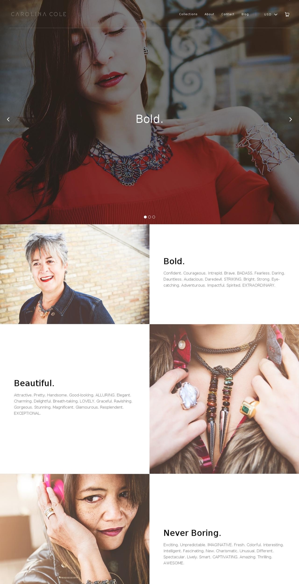 carolinacole.com shopify website screenshot